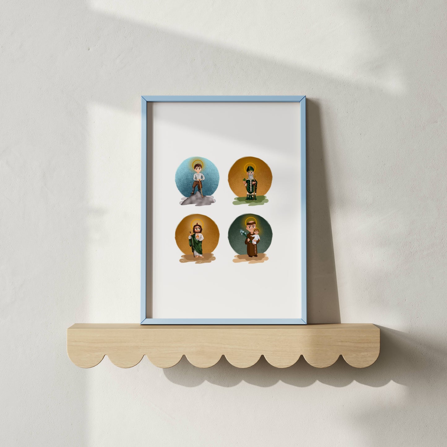 Custom Saint Grid Printable – Hand-Drawn Catholic Art (Choose 4–16 Saints)