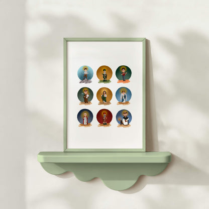 Custom Saint Grid Printable – Hand-Drawn Catholic Art (Choose 4–16 Saints)