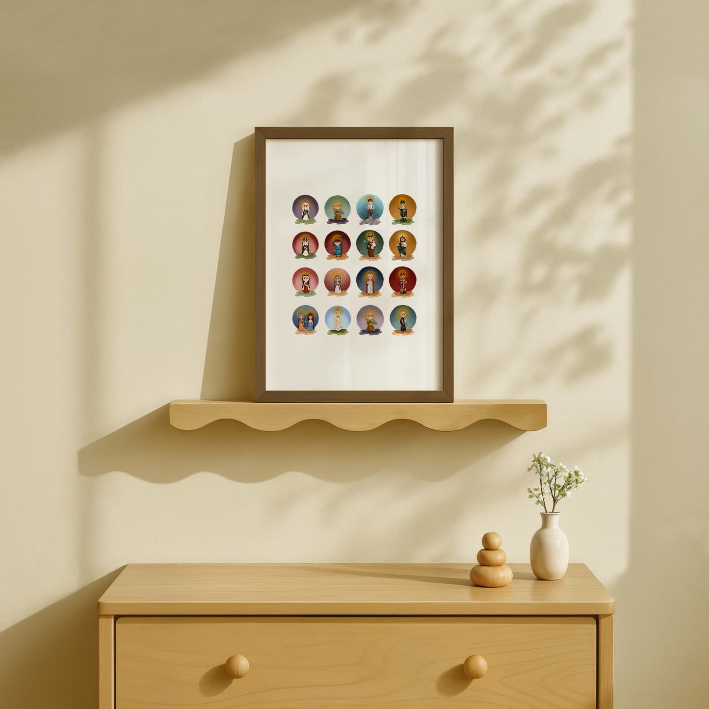 Custom Saint Grid Printable – Hand-Drawn Catholic Art (Choose 4–16 Saints)