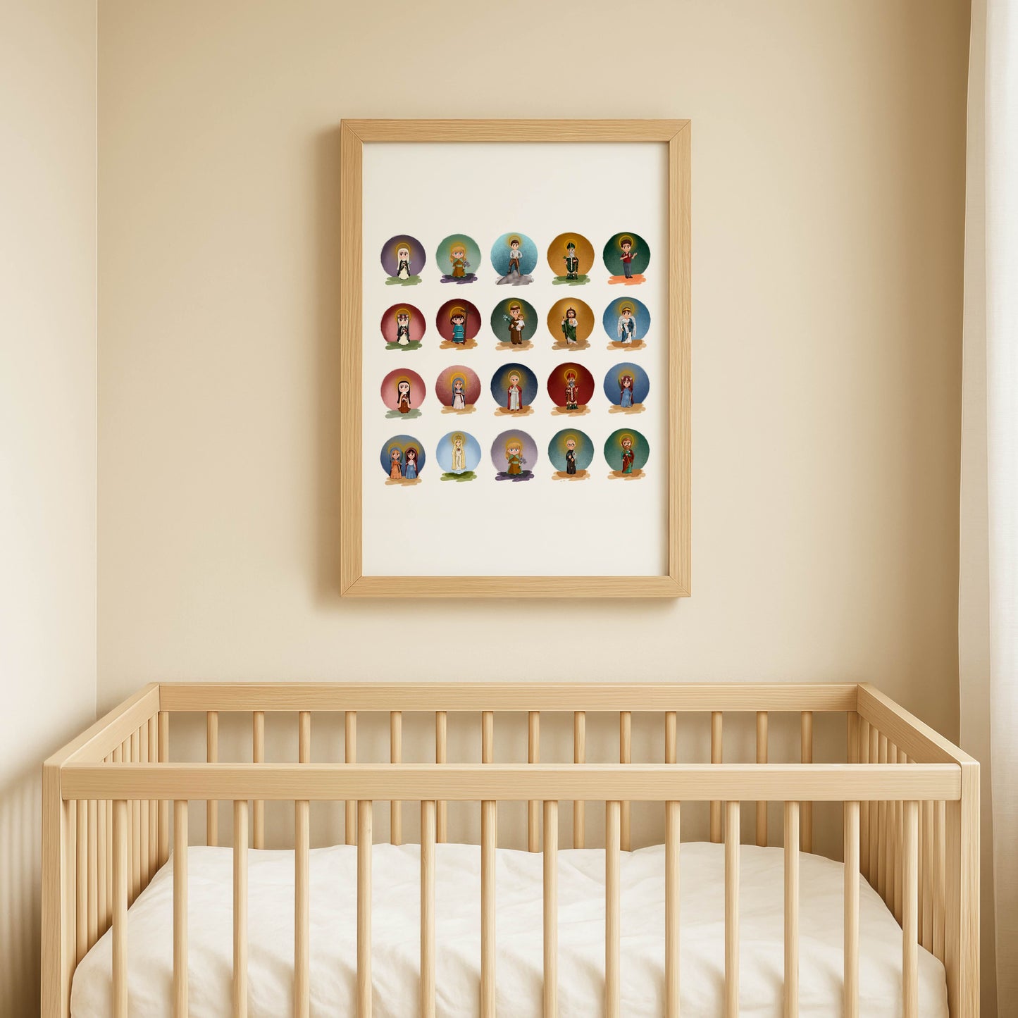 Custom Saint Grid Printable – Hand-Drawn Catholic Art (Choose 4–16 Saints)