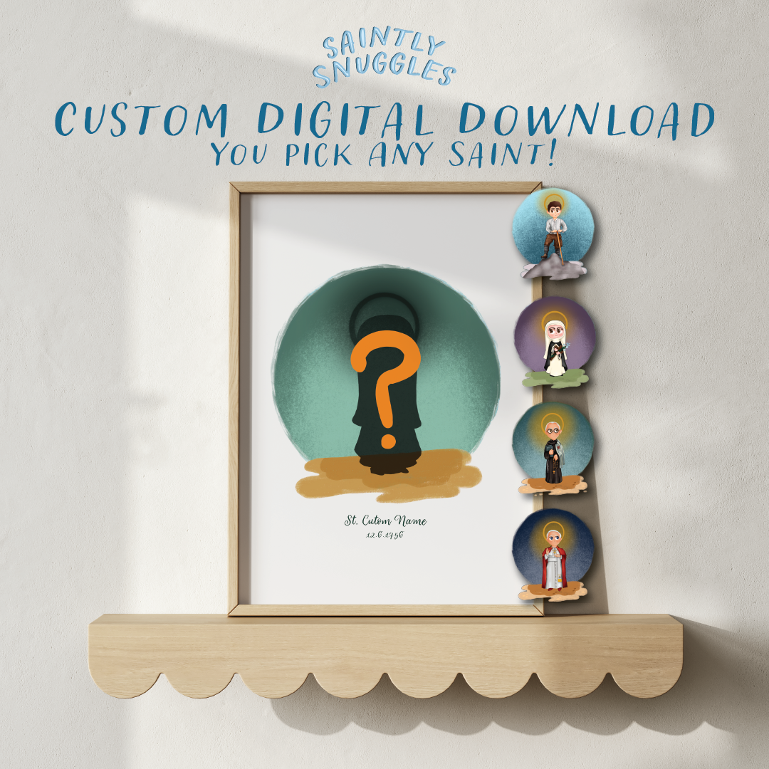 Custom Saint Illustration – Hand-Drawn Catholic Art Printable (8x10 Digital Download)