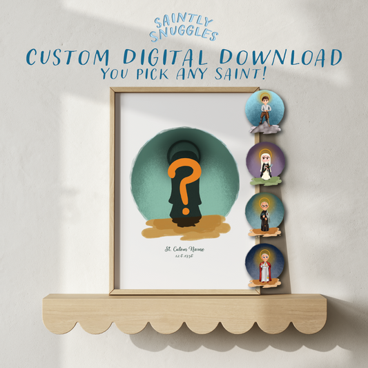 Custom Saint Illustration – Hand-Drawn Catholic Art Printable (8x10 Digital Download)