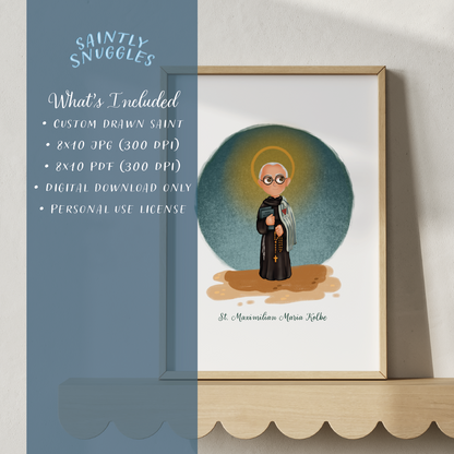 Custom Saint Illustration – Hand-Drawn Catholic Art Printable (8x10 Digital Download)