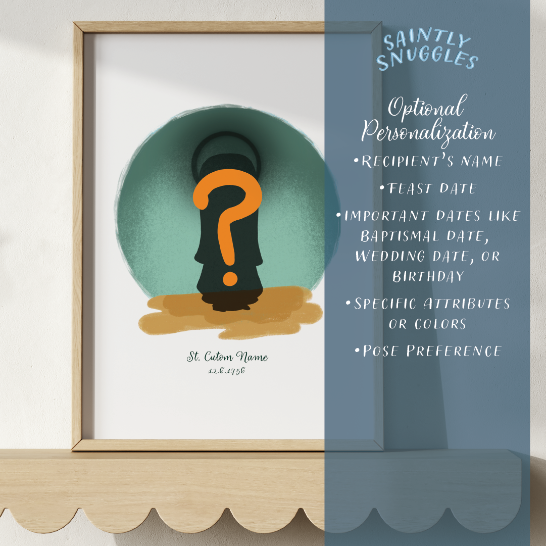 Custom Saint Illustration – Hand-Drawn Catholic Art Printable (8x10 Digital Download)