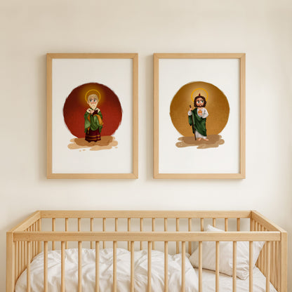 Custom Saint Illustration – Hand-Drawn Catholic Art Printable (8x10 Digital Download)